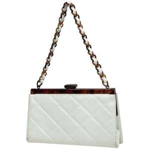CHANEL Coco Mark Plastic Chain Shoulder Bag, Matelasse Clasp Closure, Leather...
